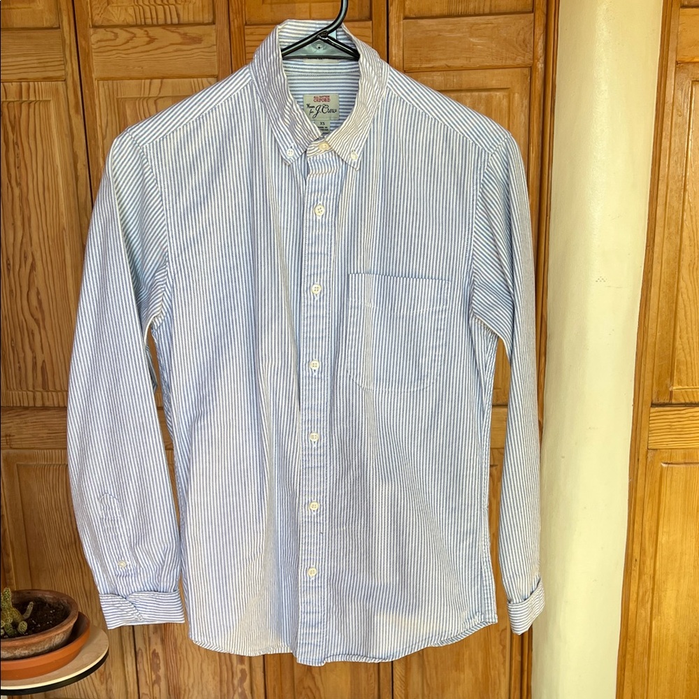 J. Crew Blue and White Striped Button-Down Shirt